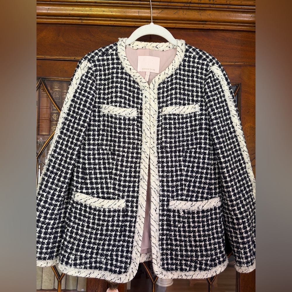 Rebecca Taylor Black and Cream Tweed Blazer